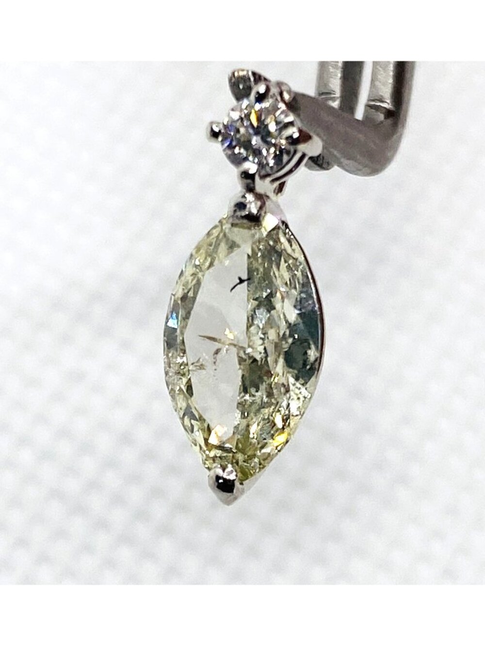 Platinum Diamond Marquise and Round Diamond Pendant Appx 1.25CT